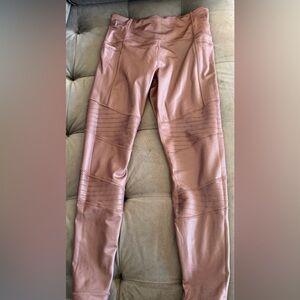 Athleta Metallic Rose-Brown Moto Leggings
